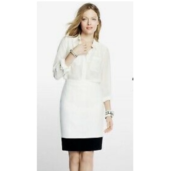 J. Crew White & Black Colorblock Wool The Pencil Skirt - Picture 1 of 7
